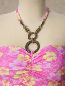 Bellisia 色彩缤纷的可爱碎花女士泳装连衣裙，春夏女士沙滩比基尼，2026夏季女士沙滩连衣裙，优雅休闲夏季度假女士沙滩装，碎花印花系带肩带荷叶边抽绳可爱连体泳衣，适合夏季沙滩度假，碎花印花抽绳交叉褶皱短裙，性感女士泳装连衣裙，女士夏季套装，夏季两件套，2000年代连衣裙，夏季半身裙 - 彩色 - 查看 6