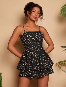 Travachic Casual Vacation Ruffled Hem Backless Tie Strap Jumpsuit, Summer - Orange - View 1