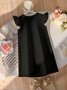 Ramadan Baby Girl Elegant Princess Style Puff Sleeve A-Line Dress, Suitable For Gatherings And Parties, Moon Lantern Pattern Design, Lightweight And Comfortable For Spring/Summer, Fashionable Casual Wear For Spring/Summer, Street Style, Outdoor Picnic, Photography, Festivals, Gifts - Multicolor - View 2