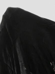 SHEIN PETITE Women's White Ruched Jacquard Waist Tie Splice Ruffle Trim Off Shoulder Layered Ruffle Hem A-Line Chiffon Mini Dress, Elegant For Party & Casual,Party Dresses For Women - Black - View 15