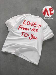 PAVTROS 男士字母印花圆领休闲百搭短袖T恤