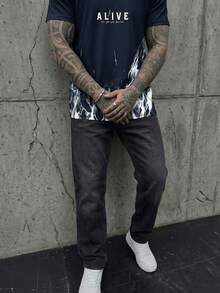 HIMLAND Men's Casual Commute Street Sports Graphic T-Shirt - Black - View 6