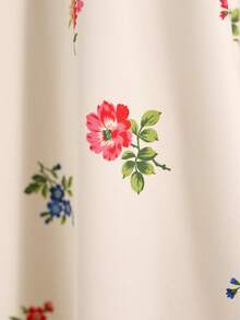 Teen Girl Floral Print V-Neck Long Sleeve Dress, Suitable For Vacation/Travel, Spring/Summer - Multicolor - View 7