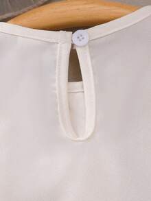 Elladie kids 女童杏色纯色简约优雅套装，褶皱蝴蝶结无袖上衣搭配宽松褶皱长裤，时尚夏季装扮 - 杏色 - 查看 6