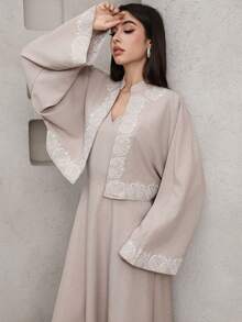 Veilorie 新款刺绣休闲度假日常百搭两件套 - 摩卡棕 - 查看 4