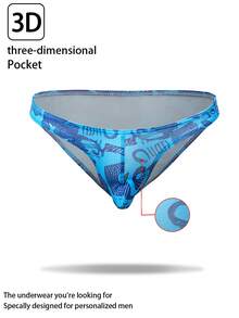 Men's All-Over Print Low-Rise Sexy Briefs - Blue - View 1