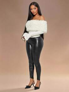 Radiana Áo nữ dáng ôm dài tay màu trắng cổ lông, kiểu retro, gợi cảm, phong cách Y2K, thích hợp cho mùa xuân/hè. - trắng - Xem 6