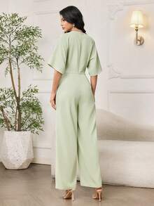 Modelyn Bộ áo liền quần đính đá lấp lánh thời trang mới dành cho nữ - Màu xanh Bạc hà - Xem 2