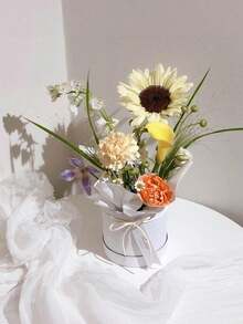 1pc Packaging Decorative Small Barrel Shaped Cardboard Flower Box Valentine Gift Box Supplies - Multicolor - View 3