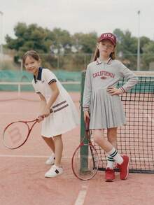 Casuvi Kids 女童时尚休闲学院风印花条纹褶皱连衣裙，适合上学、日常穿着、户外运动，春秋季皆宜。