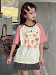 DAZY Tween Girls' Casual Colorblock Sweet Print T-Shirt, Summer - White - View 6