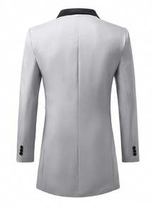 Manfinity AFTRDRK Men's Business Casual Patchwork Long Sleeve Suit Jacket - Grey - View 2