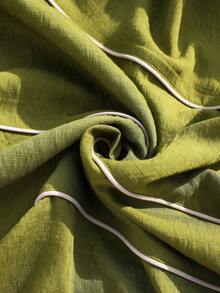 Vivid Eden 女士印花撞色滚边开衩口袋无袖中长连衣裙 - 綠色 - 查看 7