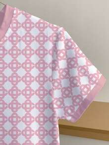 Resyla Women's Allover Print Short Sleeve Casual Versatile Round Neck T-Shirt - White - View 4