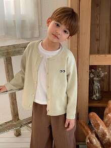 DAZY 卡通图案长袖单排扣休闲针织开衫，适合年轻男童春季穿着 - 綠色 - 查看 3