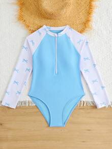 SHEIN 这款可爱的三角连体泳衣是少女们的夏季必备单品，非常适合海滩度假。浅蓝色调搭配蝴蝶结装饰，采用针织面料，长袖设计提供防晒保护，并配有实用拉链。这款泳衣兼具时尚、休闲、优雅和迷人的女性魅力，是游泳、夏季度假、海滩之旅、泳池派对、夏季假日派对和休闲度假的完美之选。 - 淺藍色 - 查看 6