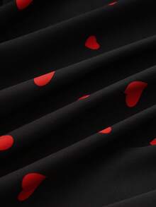 GlowEve 优雅浪漫情人节爱心印花长裙（女款） - 黑色 - 查看 6