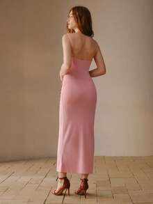 MOTF PREMIUM FLORAL EMBROIDERY CAMISOLE SWEATER DRESS - Pink - View 3