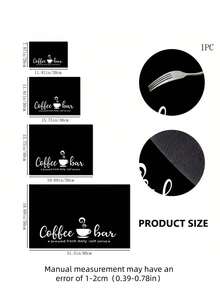 SHEIN 1 件家居装饰咖啡杯印花排水垫，新型吸水厨房台面干燥垫，厨房用具干燥垫 - 碗碟干燥垫，适用于厨房台面，适用于咖啡机、浓缩咖啡机等。 - 黑與白 - 查看 2