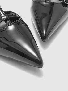 CUCCOO BIZCHIC Escarpins à talons aiguilles noirs avec bride à la cheville, style minimaliste et classique. Talons hauts polyvalents pour le quotidien, les déplacements, les soirées et les occasions formelles - Noir - Voir 8