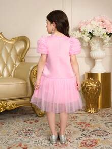 Young Girl Cute Princess Dress With Heavy Duty Fabric Design Elegant Style, Suitable For Party Dressing - Pink - View 6