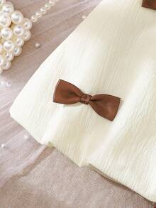 SHEIN 2 Pieces Baby Girls Butterfly Embellished Tank Top And Pants Set - Coffee Brown - View 6