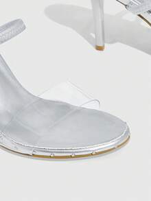 CUCCOO SZL Women's Transparent Design Fashion Daily Wear High Heel Sandals - Silver - View 5