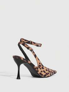 CUCCOO SZL Women's Pointed Toe Leopard Print Buckle Design Fashionable High Heels, Versatile For Daily Wear Valentine's Day - Multicolor - View 4
