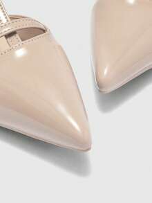 CUCCOO BIZCHIC Pointed Toe Slim High Heel Apricot Ankle Strap Minimalist Classic Women's High Heel Pumps, Versatile For Daily, Commute, Elegant, Party - Apricot - View 9