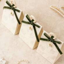 Cirelle 5pcs Elegant Wedding Candy Boxes With Handles - Embossed Pattern Gift Bags With Ribbon & Rings, For Party Favors & Table Decor - Multicolor - View 8