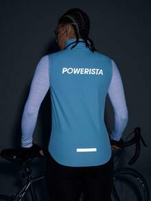 Powerista Women's Letter Print Zipper High Waist Fashionable Sleeveless Cycling Jersey - Baby Blue - View 2