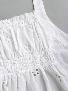 Sweetra Áo kiểu nữ cổ vuông khoét rỗng, chất liệu jacquard, dáng ôm, vạt xòe nhẹ, thiết kế hở lưng thanh lịch, đa năng, thích hợp cho mùa xuân/hè. - trắng - Xem 4