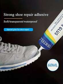 1 件 60ml 鞋胶，超强粘性鞋修补胶，适用于各种鞋子，含树脂软胶，透明、防水、强力粘合剂，用于修补鞋底和鞋子的任何部位，圣诞节可作为节日礼物