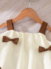 SHEIN 2 Pieces Baby Girls Butterfly Embellished Tank Top And Pants Set - Coffee Brown - View 3