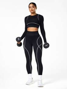 Seamluxe SHEIN Sport 女士休闲运动塑身提臀紧身裤