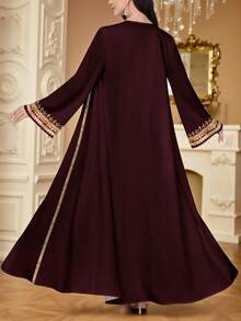 SHEIN Najma Women's Floral Digital Print Casual Open Front Long Sleeve Cardigan, Spring/Autumn Abayas - Multicolor - View 2