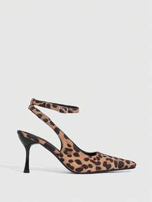 CUCCOO SZL Women's Pointed Toe Leopard Print Buckle Design Fashionable High Heels, Versatile For Daily Wear Valentine's Day - Multicolor - View 2