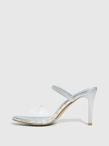 CUCCOO SZL Women's Transparent Design Fashion Daily Wear High Heel Sandals - Silver - View 4