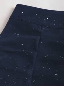 Sweetra Chân váy ngắn dự tiệc ôm sát, xếp ly bất đối xứng, đính sequin, khóa kéo, gợi cảm dành cho nữ. - Màu xanh hải quân - Xem 4