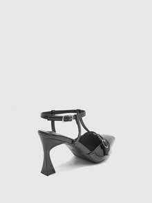 CUCCOO BIZCHIC Escarpins à talons aiguilles noirs avec bride à la cheville, style minimaliste et classique. Talons hauts polyvalents pour le quotidien, les déplacements, les soirées et les occasions formelles - Noir - Voir 9