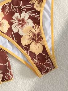 Bellisia Women's Summer Beach Music Festival Flower Pattern Skirt Halter Casual Vacation Style Bikini 3 Pieces Set - Multicolor - View 5