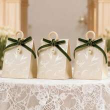 Cirelle 5pcs Elegant Wedding Candy Boxes With Handles - Embossed Pattern Gift Bags With Ribbon & Rings, For Party Favors & Table Decor - Multicolor - View 9