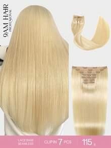 7片装，含20个夹子，115克双层缝制隐形夹式接发，真人发，#613金色，真人发夹式接发，真人发双层缝制，夹式接发，14-22英寸，适合女性、女孩日常佩戴，冬季、圣诞节、万圣节装扮，秋季服装，女士秋季穿搭