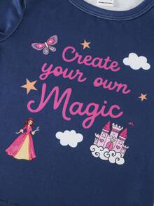 4pcs/2sets Princess Castle Cute Graphic Crew Neck Long Sleeve Top And Pants Soft Stretchy Knit Pajama Set, Best Gift For Baby Girls - Multicolor - View 5