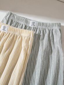 2pcs Striped Crinkle Knit Straight Leg Pants, With Letter Woven Label, Suitable For Casual Wear Like Walking, Shopping, School For Girls Aged 8-12 - Multicolor - View 5