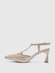 CUCCOO BIZCHIC Pointed Toe Slim High Heel Apricot Ankle Strap Minimalist Classic Women's High Heel Pumps, Versatile For Daily, Commute, Elegant, Party - Apricot - View 6