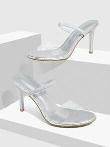 CUCCOO SZL Women's Transparent Design Fashion Daily Wear High Heel Sandals - Silver - View 1