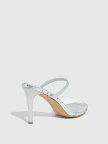CUCCOO SZL Women's Transparent Design Fashion Daily Wear High Heel Sandals - Silver - View 3