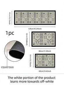 SHEIN 1 件美式风格高端厨房垫，设计简洁，缓冲，抗疲劳，吸水，快干防滑厨房垫和地毯，简约硅藻泥软橡胶垫，适用于厨房、浴室、入口、洗衣房等，房间装饰 - 黑與白 - 查看 2