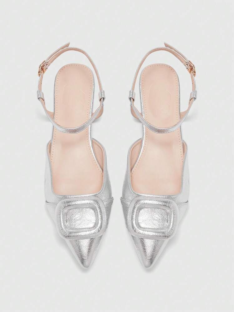 CUCCOO BIZCHIC Scarpe da donna alla moda e versatili, ballerine con punta affusolata in argento, adatte per il pendolarismo